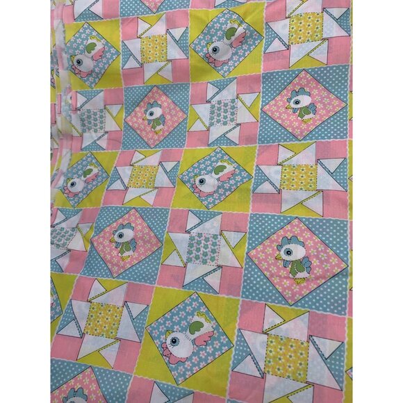 Vintage Patchwork Fabric with Cute Birds & Flowers Pastels Quilting & Sewing - Picture 1 of 3